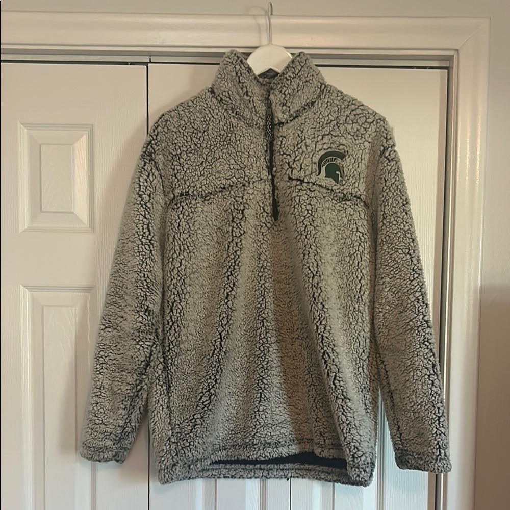 Boxer craft Sherpa Michigan State Quarter-Zip Pullover gray medium